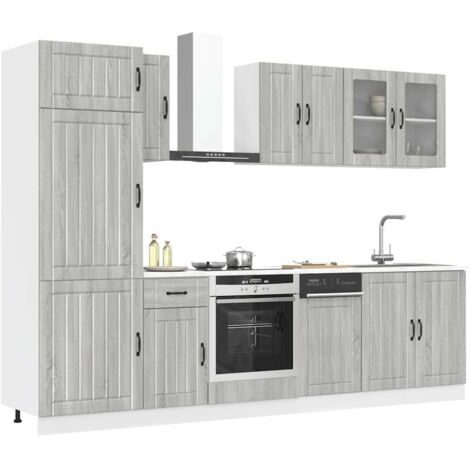 Mueble cocina Kalmar  gris 8 pzas madera contrachapada