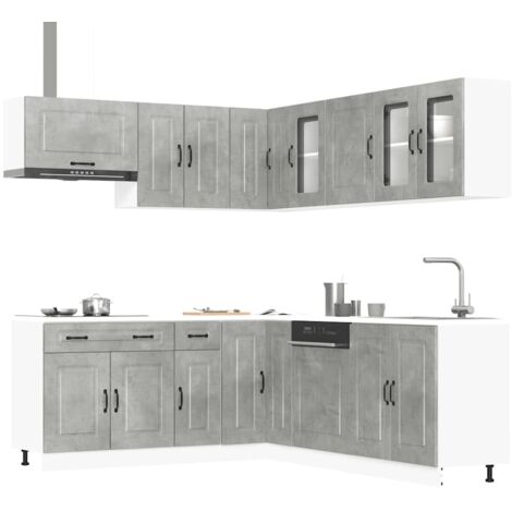 Mueble cocina Kalmar gris hormigón 11 pzas madera contrachapada