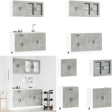 Mueble cocina Kalmar gris hormigón 4 pzas madera contrachapada - Muebles de cocina - Almacenamiento de cocina