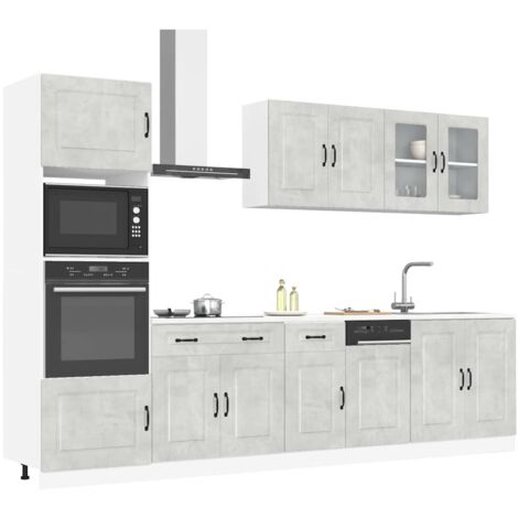 Mueble cocina Kalmar gris hormigón 7 pzas madera contrachapada