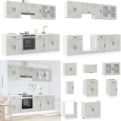 Mueble cocina Kalmar gris hormigón 8 pzas madera contrachapada - Muebles cocina - Gabinetes cocina