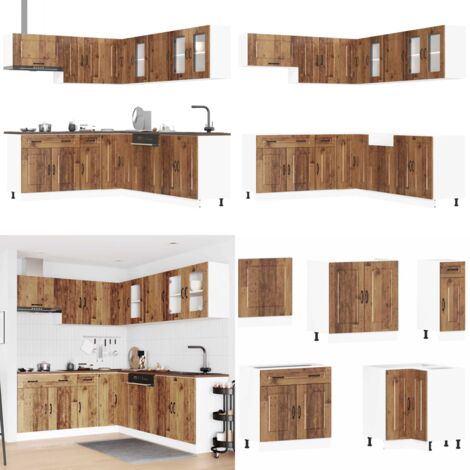 Mueble cocina Kalmar madera vieja 11 pzas madera contrachapada - Muebles de cocina - Almacenamiento cocina