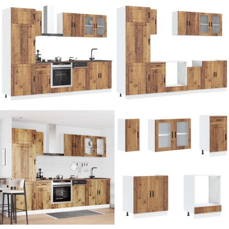 Mueble cocina Kalmar madera vieja 8 pzas madera contrachapada - Muebles cocina - Gabinetes cocina