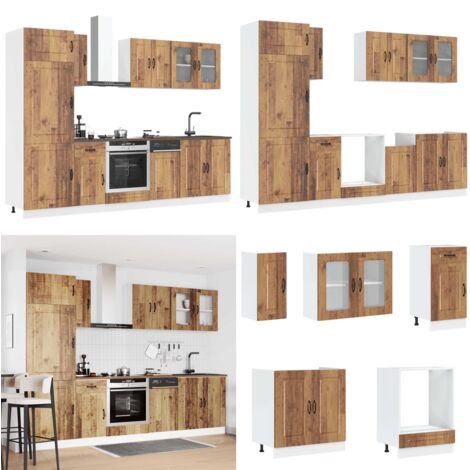 Mueble cocina Kalmar madera vieja 8 pzas madera contrachapada - Muebles cocina - Gabinetes cocina