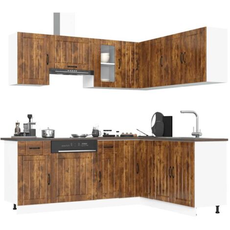 Mueble cocina Kalmar roble ahumado 11 pzas madera contrachapada