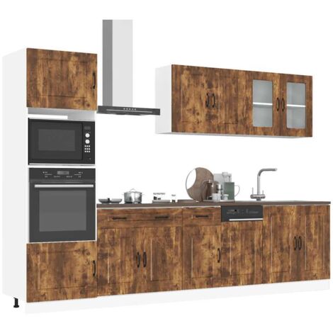 Mueble cocina Kalmar roble ahumado 7 pzas madera contrachapada