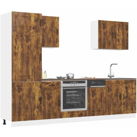 Mueble cocina Kalmar roble ahumado 7 pzas madera contrachapada