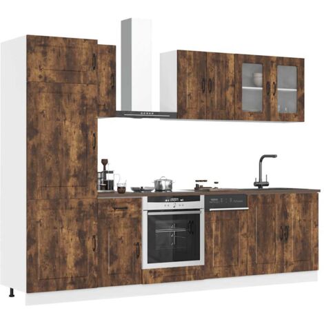 Mueble cocina Kalmar roble ahumado 8 pzas madera contrachapada