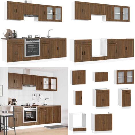Mueble cocina Kalmar roble marrón 8 pzas madera contrachapada - Muebles cocina - Gabinetes cocina