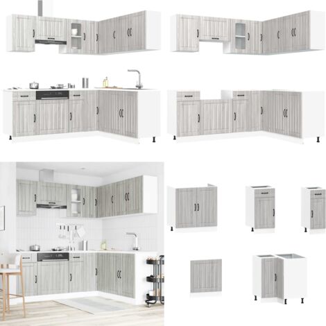 Mueble cocina Kalmar sonoma gris 11 pzas madera contrachapada - Muebles cocina - Almacenamiento cocina