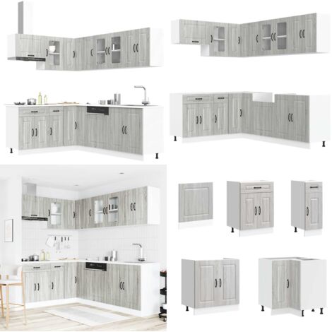 Mueble cocina Kalmar sonoma gris 11 pzas madera contrachapada - Muebles cocina - Almacenamiento cocina