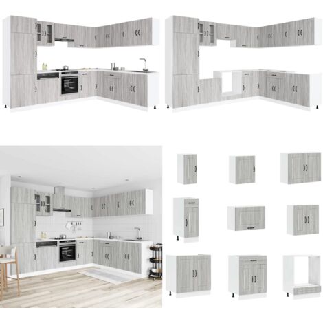 Mueble cocina Kalmar sonoma gris 14 pzas madera contrachapada - Muebles cocina - Cocina moderna