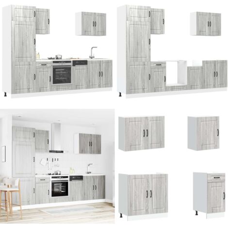 Mueble cocina Kalmar sonoma gris 7 pzas madera contrachapada - Muebles cocina - Cocina gris