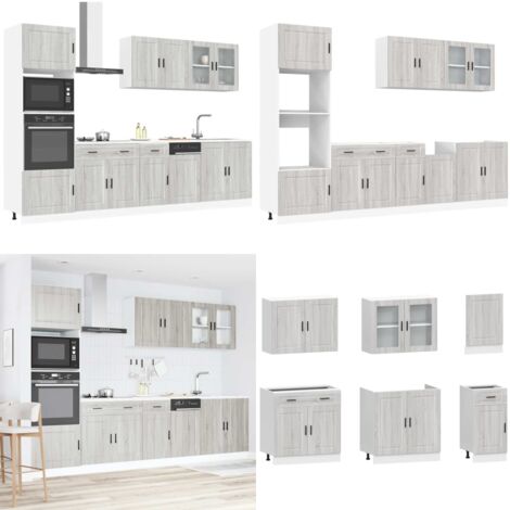Mueble cocina Kalmar sonoma gris 7 pzas madera contrachapada - Muebles cocina - Cocina moderna