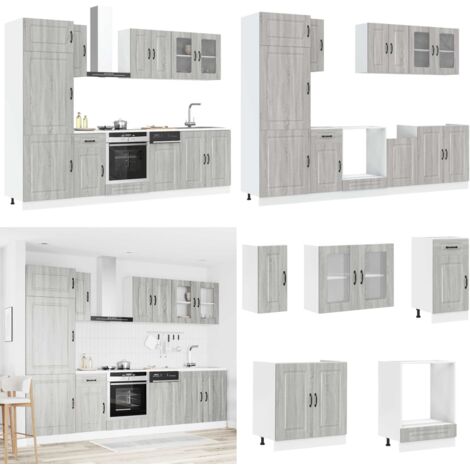 Mueble cocina Kalmar sonoma gris 8 pzas madera contrachapada - Muebles cocina - Gabinetes cocina