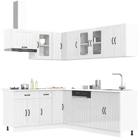Mueble cocina Lucca blanco brillo 11 pzas madera contrachapada