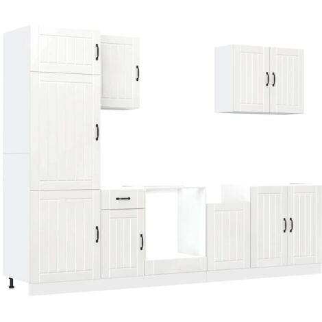 Mueble cocina Lucca blanco de alto brillo 7 pzas vidaXL