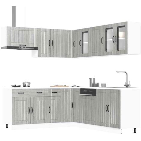Mueble cocina Lucca  gris 11 pzas madera contrachapada