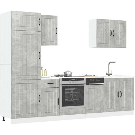 Mueble cocina Lucca gris hormigón 7 pzas madera contrachapada