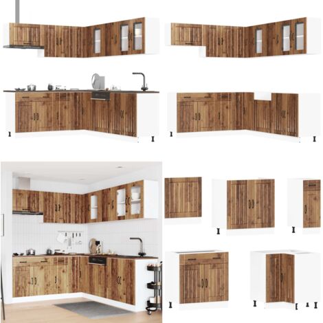 Mueble cocina Lucca madera vieja 11 pzas madera contrachapada - Muebles cocina - Almacenamiento cocina