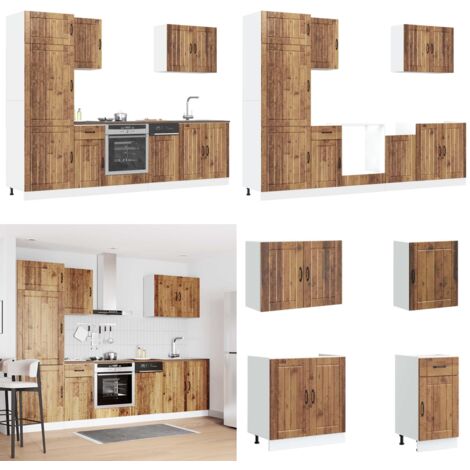 Mueble cocina Lucca madera vieja 7 pzas madera contrachapada - Muebles cocina - Gabinetes cocina