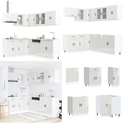 Mueble cocina Porto blanco brillo 11 pzas madera contrachapada - Muebles cocina - Almacenamiento cocina