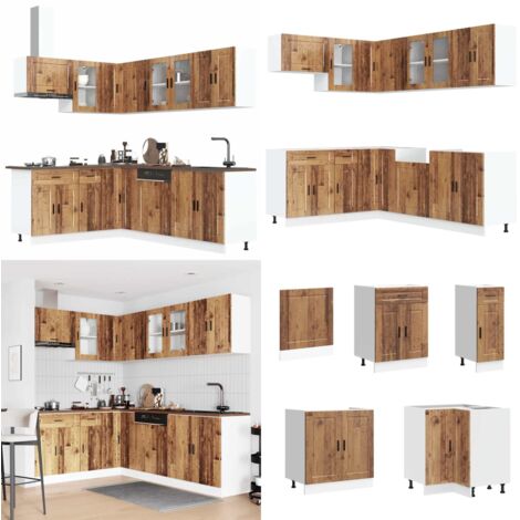 Mueble cocina Porto madera vieja 11 pzas madera contrachapada - Muebles de cocina - Almacenamiento cocina