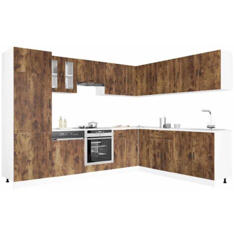 Mueble cocina Porto roble ahumado 14 pzas madera contrachapada