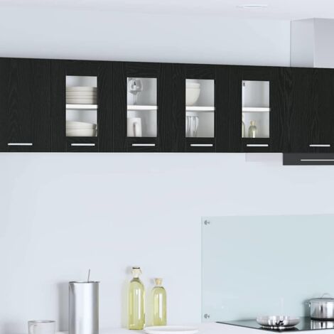 Mueble colgante con puerta 2 pcs Roble Negro 60 x 31 x 40 cm