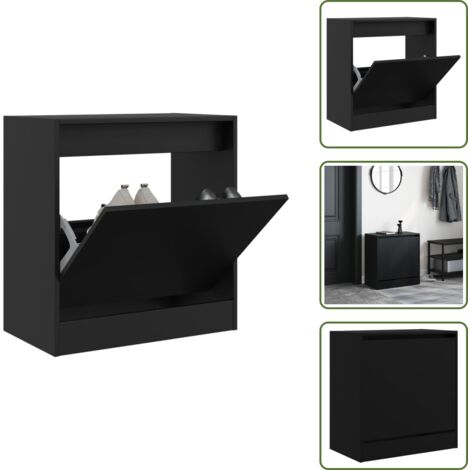 Mueble compacto - vidaXL Zapatero de madera de ingeniería negro 60x34x63,5 cm - Estantería para zapatos