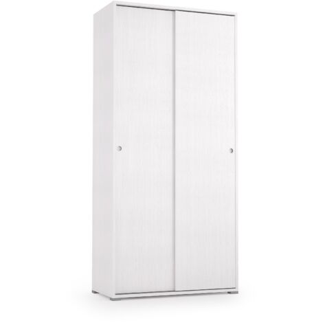Mueble con doble puerta corredera y cuatro estantes regulables, puertas blancas