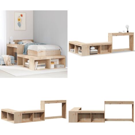 Mueble con escritorio madera maciza pino 222x107x75 cm - Armario de almacenamiento - Escritorio
