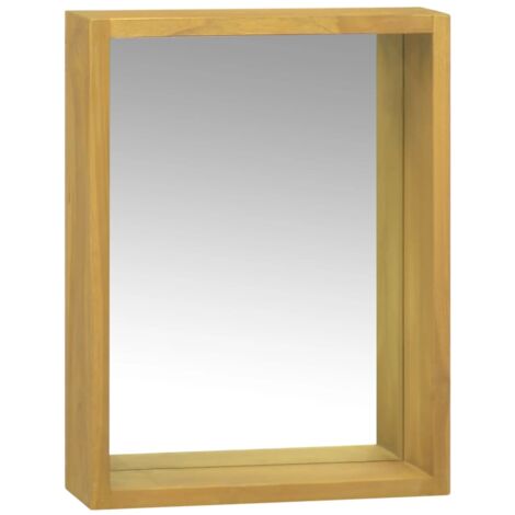 Mueble con espejo madera maciza de teca 30x10x40 cm