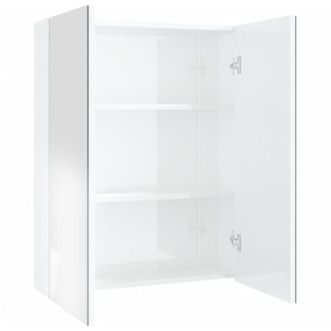 Mueble con espejo para baño 60 x 15 x 75 cm MDF blanco brillante 020006708