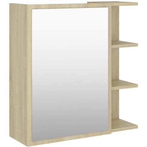 Mueble con espejo para baño 62,5 x 20,5 x 64 cm aglomerado roble 020006684