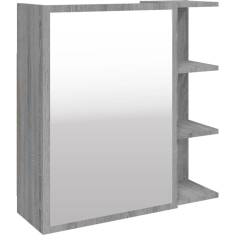 Mueble con espejo para baño 62,5 x 20,5 x 64 cm gris 020006739