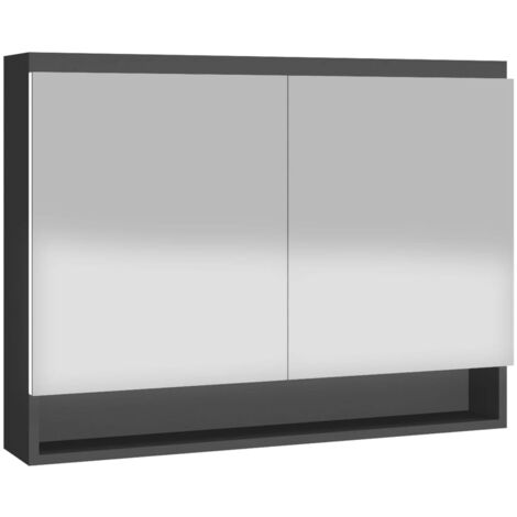 Mueble con espejo para baño 80 x 15 x 60 cm MDF antracita 020006710