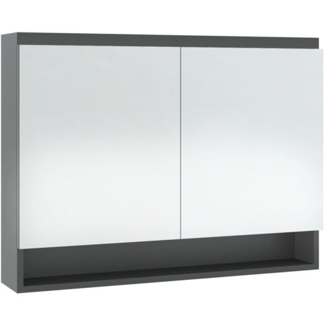 Mueble con espejo para baño 80 x 15 x 60 cm MDF gris 020006711