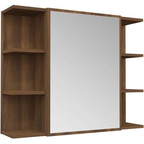 Mueble con espejo para baño 80 x 20,5 x 64 cm madera marrón 020006721
