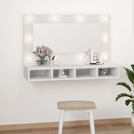 Mueble con espejo y LED blanco 90x31,5x62 cm