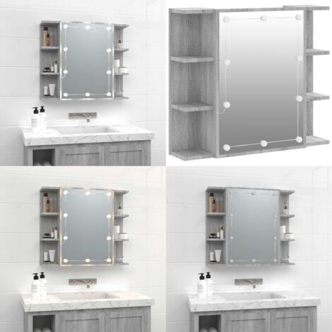 Mueble con espejo y LED color gris Sonoma 70x16,5x60 cm - Armario con espejo - Espejo LED