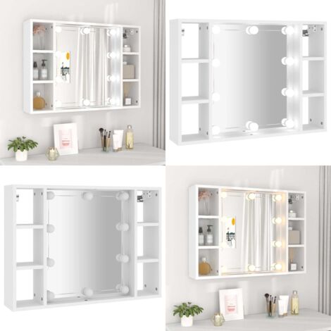 Mueble con espejo y luces LED blanco 76x15x55 cm - Espejo LED - Armario de baño