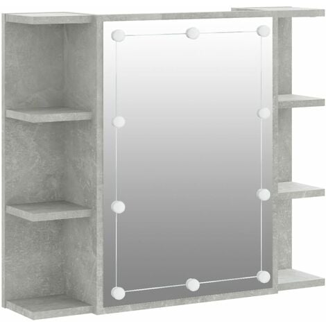 Armario espejo baño luz LED acrílico gris hormigón 60x12x45 cm vidaXL