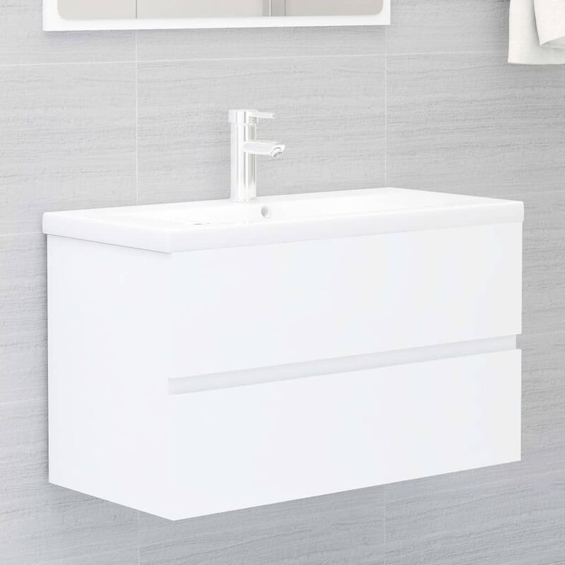 

Mueble con lavabo aglomerado blanco - Blanco