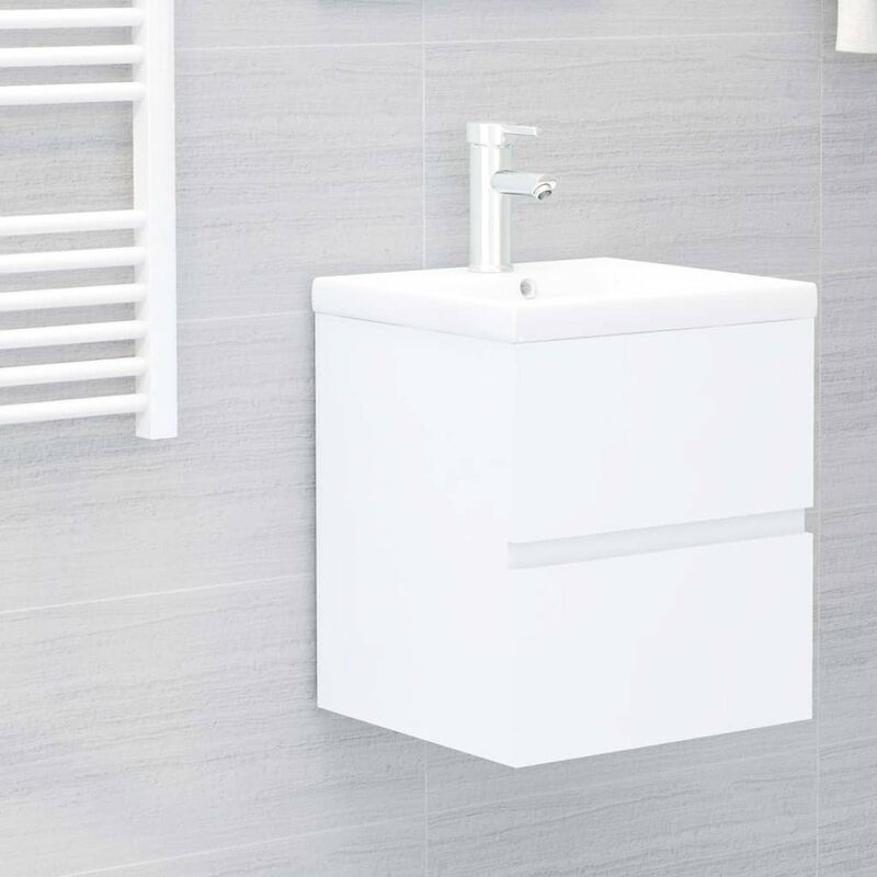 

Mueble con lavabo aglomerado blanco brillante