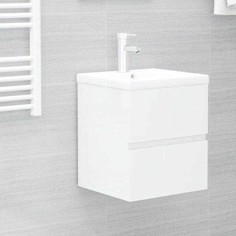 

Mueble con lavabo aglomerado blanco brillante