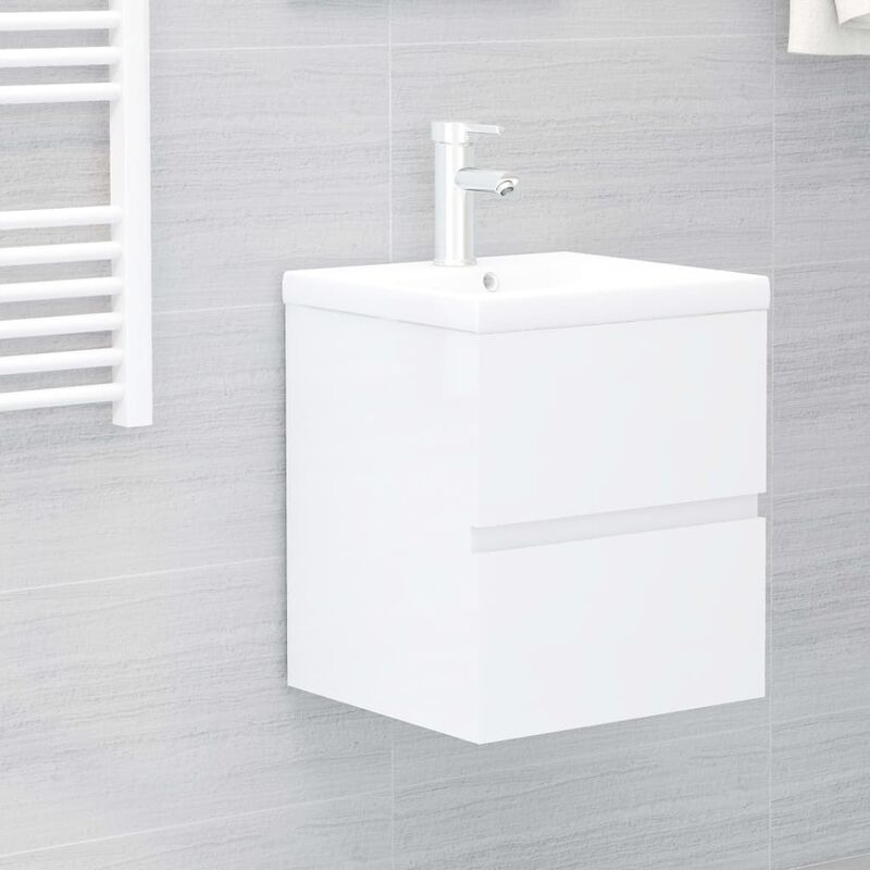 

Mueble con lavabo aglomerado blanco brillante