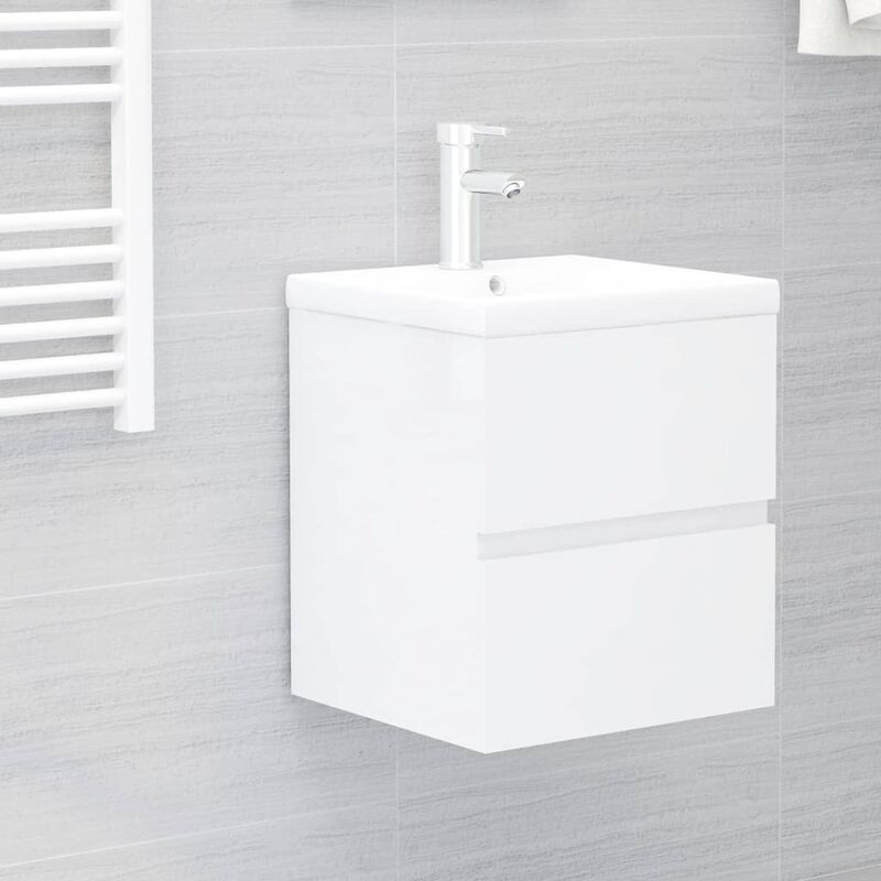 

Mueble con lavabo aglomerado blanco brillante - Blanco