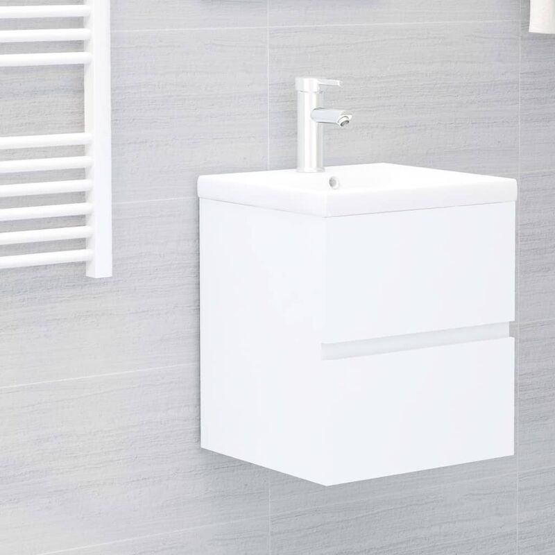 

Mueble con lavabo aglomerado blanco brillante - Blanco