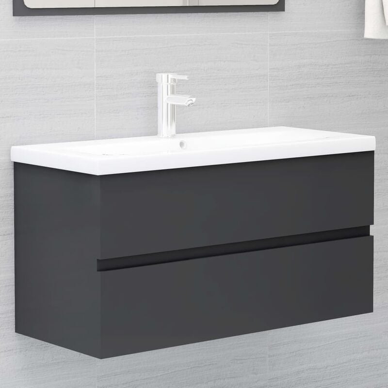 

Mueble con lavabo aglomerado gris